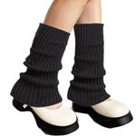 Lopsity Leg Warmers for Womens Knitted Stirrup Leg Warmers Winter Extra Soft long leg warmers for Yoga Dance (black)