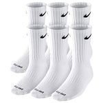 NIKE Plus Cushion Socks (6-Pair) (L (Men's 8-12 / Women's 10-13), Crew White)