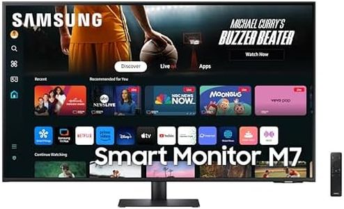 SAMSUNG 43-Inch M7 (M70D) Series 4K UHD Smart Monitor with Streaming TV, Speakers, HDR10, USB-C, Multiple Ports, Gaming Hub, SolarCell Remote, Vision Accessibility Tools, LS43DM702UNXGO, 2024, Black