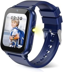 HAPPINNO 1.69'' Kids Smart Watch,Boys Girls Smartwatch, Pedomter 26 Puzzle Games Camera Video Music Player Flashlight Alarm Clock,4-12 Years Children Birthday (Blue)