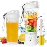 Portable Blender, Personal Size Blender for Shakes and Smoothies with 6 Blades, 20 Oz Mini Blender Cup with Travel Lid and USB Rechargeable for Office, Gym, Kitchen