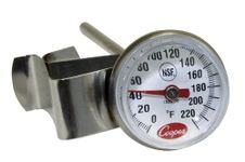 Cooper-Atkins 1236-70-1 Bi-Metals Espresso Milk Frothing Thermometer with Clip, 1" Dial and 5" Shaft Length