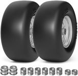 RONPOW 13x6.5-6 Flat Free Lawn Tires, Zero Turn Mower Assembly for Commercial Garden Lawns, Front Solid 13x6.5-6 Lawn Mower Tires with 1/2" & 5/8" Bearing, 5.5"-7.5" Adjustable Center Hub, Gray, 2 Pc