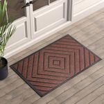 ubdyo Large Extra Durable Door Mat - Dirt Trapping Outdoor Welcome Mats - Non-Slip Outdoor Door Mats - Low Profile Front Door Mat - Doormat - Door Mats Indoor (36" x 24", Bright Burgundy)…