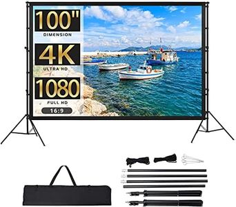 Projector Screen with Stand, Towallmark 100 inch Portable Projection Screen, 16:9 4K HD Rear & Front Projections Movies Screen with Carry Bag, for Indoor Outdoor Home Theater Backyard Camping