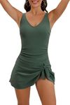 Aidonger One Piece Swim Dress Swimsuits for Women Tummy Control Swimdress Skirt Bathing Suit, Army Green, Medium