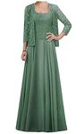 Mother of The Bride Dresses with Jacket for Wedding Plus Size Long Mother of Groom Dresses Formal Gown, Dusty Green, 10
