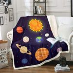 Erosebridal Planets of Solar System Fleece Blanket Mercury Earth Mars Neptune Saturn Jupiter Blanket Throw for Kids Teens Adults Bed Décor Universe Space Galaxy Starry Sky Fuzzy Blanket Baby 30"x40"