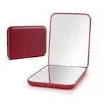 Kintion Pocket Mirror, 1X/3X Magnification LED Compact Travel Makeup Mirror with Light for Purse, 2-Sided, Portable, Folding, Handheld, Small Lighted Mirror for Gift, Wine Red