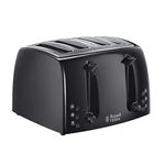 Russell Hobbs Textures 4 Slice Toaster (Extra Wide Slots, 6 Browning levels,cancel & reheat function with indicator lights, Removable crumb tray, 1250-1500 W, Black matt & high gloss finish)21651