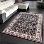 CARPET PLANET Carpet Kashmiri Persian Silk Carpet for Living Room with 1 Inch Thickness Black4(3X5 FEET)