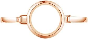 BG247 Stainless Steel 30mm Glass Floating Memory Living Locket Bangle Bracelet (Rose Gold No Stone Circle, 7)