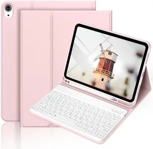 BQDIYOO Case for iPad 10th Generation with Keyboard, 10.9 inch iPad 10 case 2022 with Pencil Holder, Wireless Keyboard Case Slim Lightweight Soft Case Auto Wake Sleep, Pink