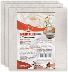 Muslin Cloths for Cooking - Cheese Cloths for Straining, Baking and Filtering - 50 x 50cm - Grade 90 - Lint-Free 100% Unbleached Cotton Reusable Fabric by The Metre (2 Pieces)