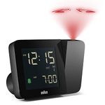 Braun Digital Radio Controlled Projection Alarm Clock For Central European Time Zone (DCF) with 4 Backlight options, Negative LCD Display, Quick Set, Beep Alarm in Black, model BC15B-DCF