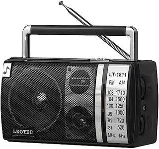 LEOTEC AM FM Radio, Portable Bluetooth Radio, Plug in Wall or Battery Operated Best Reception with Headphone Jack, Handheld Great for Home, Outdoor