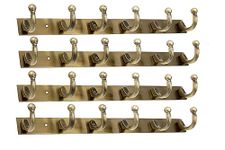 Heavy Duty Goli Stainless Steel Cloth Hanger Suitable for Bathroom Bedroom Kitchen Wall Hook Rail Hanging Scarf, Coat,Keys Tie Clothes Towel Door Robe Hanging (Pack Of 4, Brass Antiqu 6 Pin)