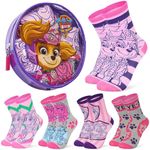 Paw Patrol Girls Calf Socks, Soft Breathable Kids Socks Pack of 5 - Girls Gifts (Purple/Pink, 3/5.5 UK)