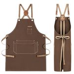 RockyToy Chef Apron Cotton-canvas Men Women Apron for Kitchen Chef Brown