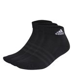 adidas Unisex Cushioned Sportswear 3 Pairs Ankle Socks, Black/White, L