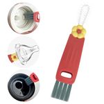 Velaco 3 in 1 Water Bottle Cleaner Brush, Kitchen Cleaning Gadgets Set for Crevice Tight Space Gap, Cup Lid Cleaning Brush - Red