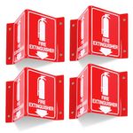 T&R Fire Extinguisher Sign, Fire Extinguisher with Down Arrow - 4 Pack - 8 x 6 Inches Acrylic, 4 pre-drilled holes, Includes Matching Screws, Use for Home Office/Business