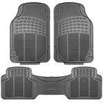 Automotive Floor Mats Solid Gray ClimaProof for all weather protection Universal Fit Trimmable Heavy Duty fits most Cars, SUVs, and Trucks, 3pc Full Set FH Group F11306GRAY