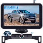 Wireless Backup Camera Trucks Recording - HD 1080P with 7" DVR Monitor System for Car Pickup Camper Small RV Bluetooth Rear View Camera Stable Digital Signal 4 Channels Night Vision LeeKooLuu LK10