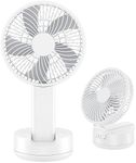 HandFan 6 Inch Handheld Fan 4400mAh Battery Operated Fan 6 Settings Personal Desktop Fan with 5-34H Working Time Removable Base Strong Airflow (A-White)