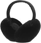 Ear Muffs Winter Women Girls Ear Warmer Fluffy Fleece Fabric Ear Cover Thermal Earmuffs (Black)