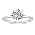 EAMTI 1.5CT 925 Sterling Silver Engagement Rings Round Cut Solitaire Cubic Zirconia CZ Wedding Promise Rings for Her Wedding Bands for Women Size 5