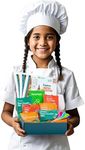 eat2explore Kids Interactive & Educational Real Cooking Set for Families | Includes 3 Local Recipe Cards with Key Ingredients, Cooking Tools, Fun Kids Explorer Guide | Explore UK Cooking Kit