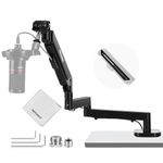 NEEWER MS002 Low Profile Desk Mic Boom Arm Stand with 360° Swivel Adjustable Pneumatic Damping Cable Management Cleaning Cloth, Desktop Mount Holder Compatible with Shure MV7 SM7B Blue Yeti Microphone