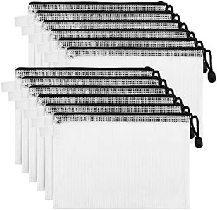 Belle Vous Buste con Zip Retate Trasparenti (12pz) - Buste Portadocumenti A5 - Busta Plastica con Cerniera per Accessori Viaggio, Cosmetici, Scuola ed Ufficio - Busta Porta Documenti Impermeabile