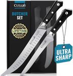 Cutluxe Butcher Carving Set – Cimeter Breaking & Boning Knives for Meat Cutting – Professional Knife, Razor Sharp German Steel, Full Tang, Ergonomic, Butcher Knives for BBQ – Artisan Series