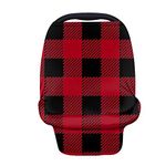 Binienty Buffalo Plaid Design Stretchy Baby Carseat Canopies for Boys Girls, Breathable Soft Infants Stroller Cover Baby Car Seat Cover