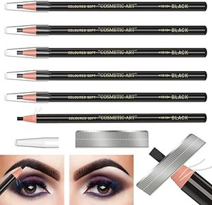 Waterproof Eyebrows Pencil Tattoo Makeup And Microblading Supplies Kit-Permanent Eye Brow Liners In 5 Colors Waterproof Eyebrow Pencils Peel - Brow Pencil Set For Marking (6 Black)