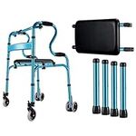 Seniors Rollator Walkers with Seat & Backrest, Height Ajustable Tall Person Adults Foldable Rolling Walker, 400 Lb Weight Capacity