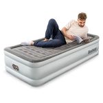 Bestway King Queen Double Single Size Air Bed | Airbed with Built-in Electric Pump, Fast Inflation, Wave Beam Support Mattress with Storage Bag, Grey