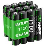 Rechargeable AAA Batteries 12 Piece, 1200 Tech Mignon AAA Batteries, Ni-MH 1100mAh AAA Battery, Low Self-Discharge 1.2V AAA Battery, with 3 x Battery Protection Boxes