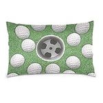 Poeticcity White Golf Balls on Green Missed Target Cotton Velvet Pillowcase, Throw Pillow Sham Cushion Case Covers, Soft Breathable Bed Pillow Cases for Car Couch Bed 20x30 inches