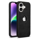 MOBIKIT Back Case for iPhone 16 Plus (6.7") (Flexible Pu Leather with Logo Cut |Raised Edges |Soft Touch Case |Black)