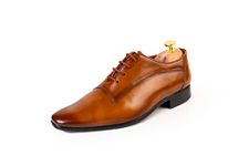 CLIFF FJORD LANSKY Men's Faux Leather Lace Up Formal Derby Office Shoes | Hand Painted Patina Finish (Tan, Numeric_7)