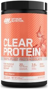 Optimum Nutrition Clear Protein 100% Plant Protein Isolate, Vegan and Sugar-Free High Protein Powder with BCAAs, made from Pea Protein Isolate, Muscle Support & Repair, Juicy Peach, 10 servings, 280 g