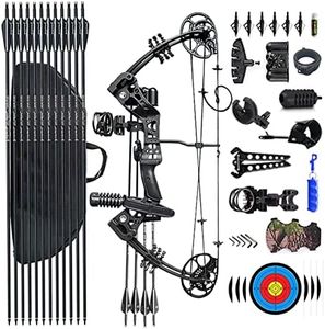 PANDARUS Compound Bow Set 15-45lbs for Pull Beginner and Teens Right Handed Adjustable 18"-29" Draw Length, 320 FPS Speed, Hunting Bow Archery Set New 2024(Black Right Handed PRO)