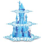 Ben Louis 3 Tier Frozen Cupcake Stand Frozen Birthday Party Supplies Winter Wonderland Baby Shower Cake Table Decoration Snowflake Party Cupcake Holder for Girl Kids Winter Blue Princess Party Favor