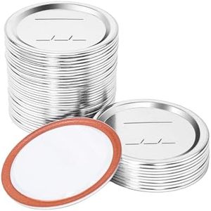 48-Count Canning Lids Regular Mouth for Ball, Kerr Jars, Split-Type Metal Mason Jar Lids-Food Grade Material with Silicone Seals, 100% Fit & Airtight for Regular Mouth Jars (Silver)