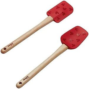 Prestige New Disney Bake with Mickey Mouse Silicone Spatula Set of 2 with Wooden Handles, Spoonula & Spatula for Non Stick Pans, 29cm