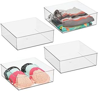 mDesign Storage Box — Practical Clothing Storage Box for The Bedroom — Makeup, Accessories and Clothes Organiser — Pack of 4 — Clear
