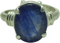 World Antique Inc 11.75 Ratti Neelam/Nilam Ring Unheated Natural Blue Sapphire Stone Natural Original Neelam Adjustable Silver Ring